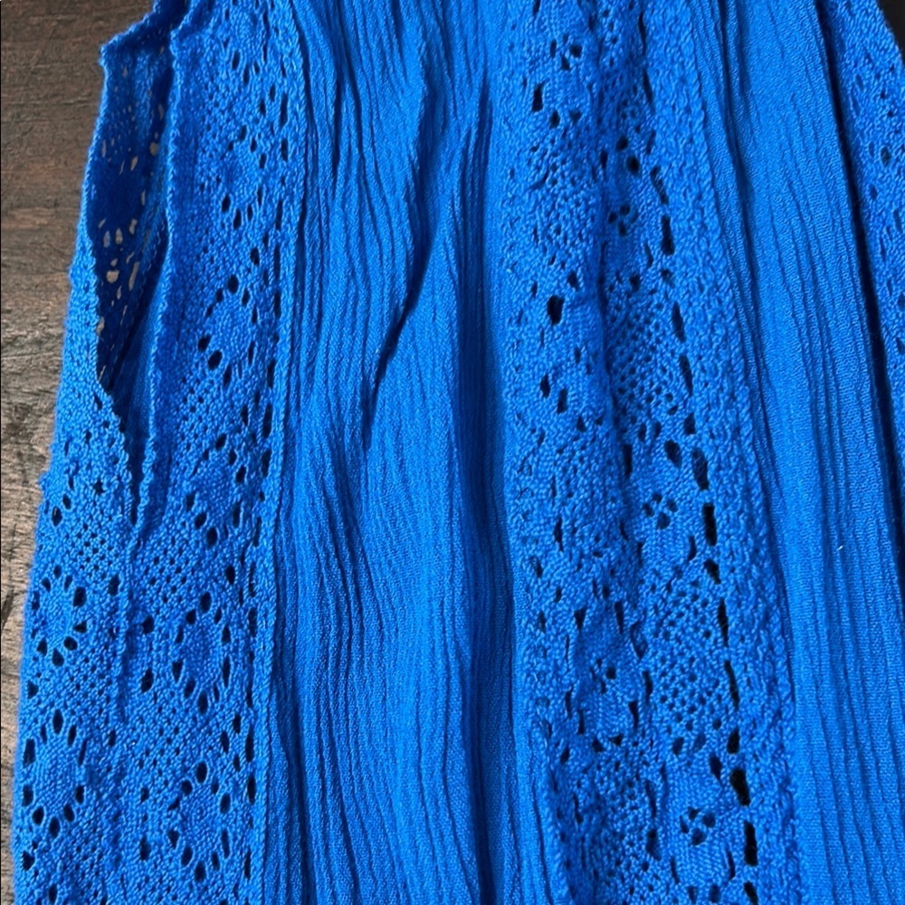 Love Tree Blue Wrap-Style Jumpsuit with V-Neckline and Flared Legs Sz S - Picture 8 of 10
